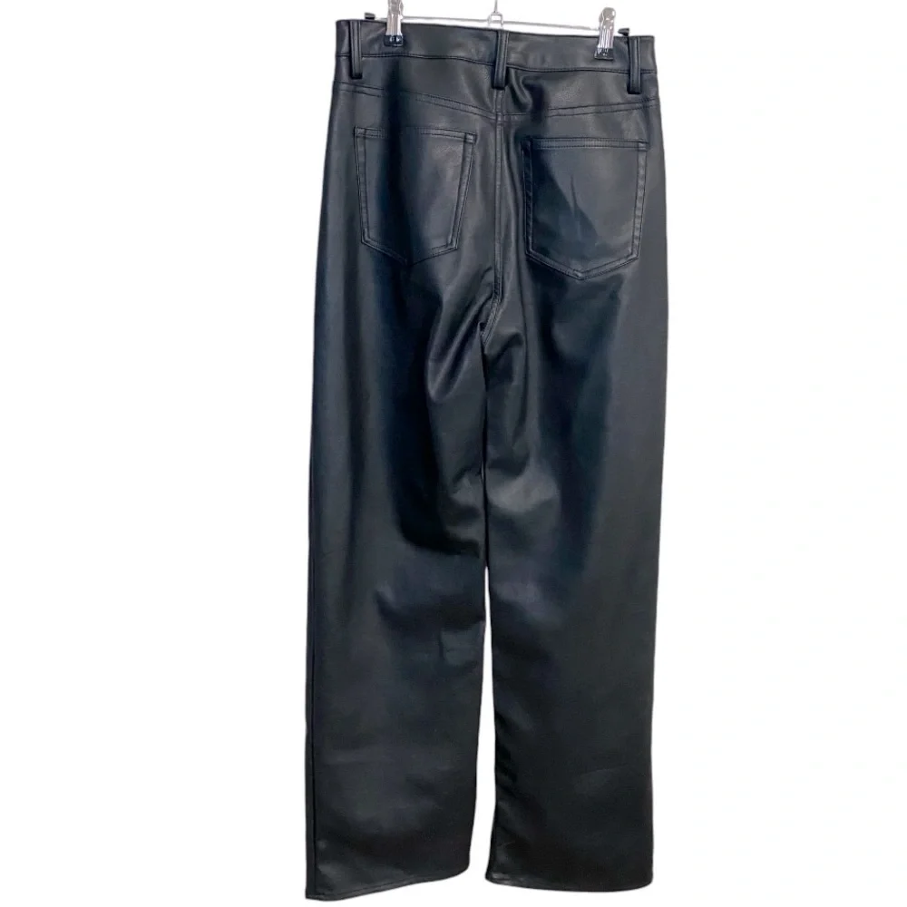 H&M - Black Vegan Leather Wide Leg Belted Pant